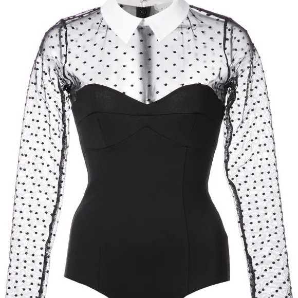 Fleur du Mal polka dot collared black bodysuit XS - Picture 6 of 9